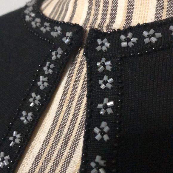 August Silk 100% Silk Black Open Cardigan with embellished trim Small - Picture 2 of 9